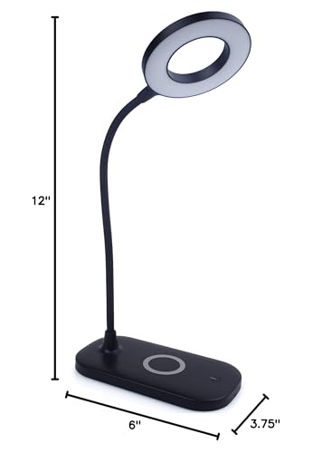 Touch Dimmable Desk Lamp, Black Plastic, 21 LEDs, USB Port, Adjustable Color Temperature