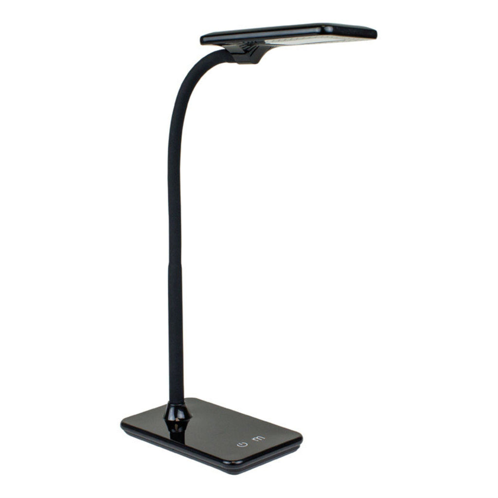 Touch Dimmable Desk Lamp, Black Plastic, 21 LEDs, USB Port, Adjustable Color Temperature