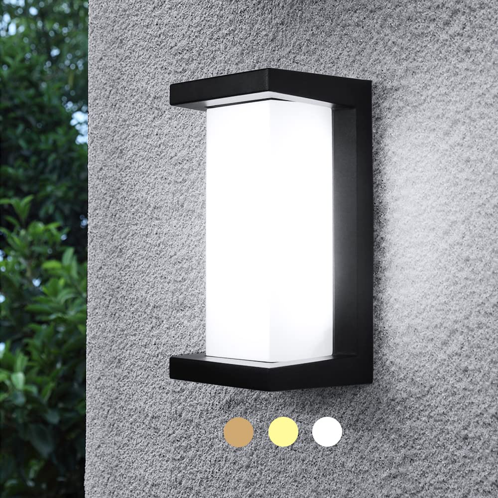 Modern Outdoor Wall Light, 24W LED, 3 Color Options, Matte Black, IP65 Waterproof, Concave Design