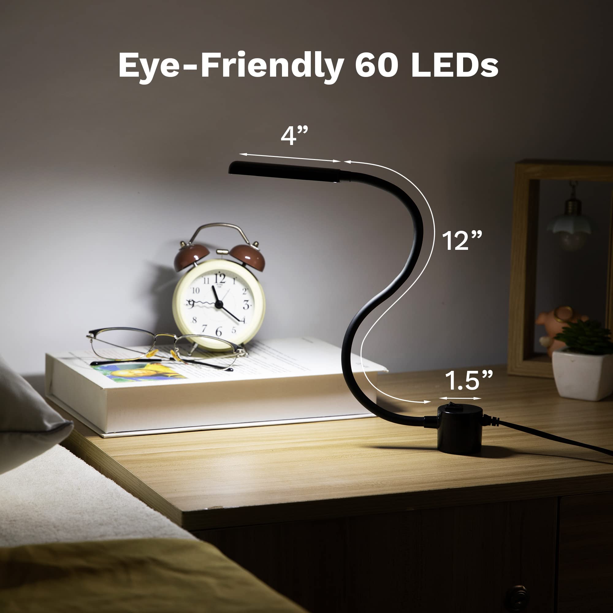 Sewing Machine Light - Magnetic 60 LED Work Lights, 2 Pack with 4 Mounting Discs, Flexible Gooseneck, Black Metal