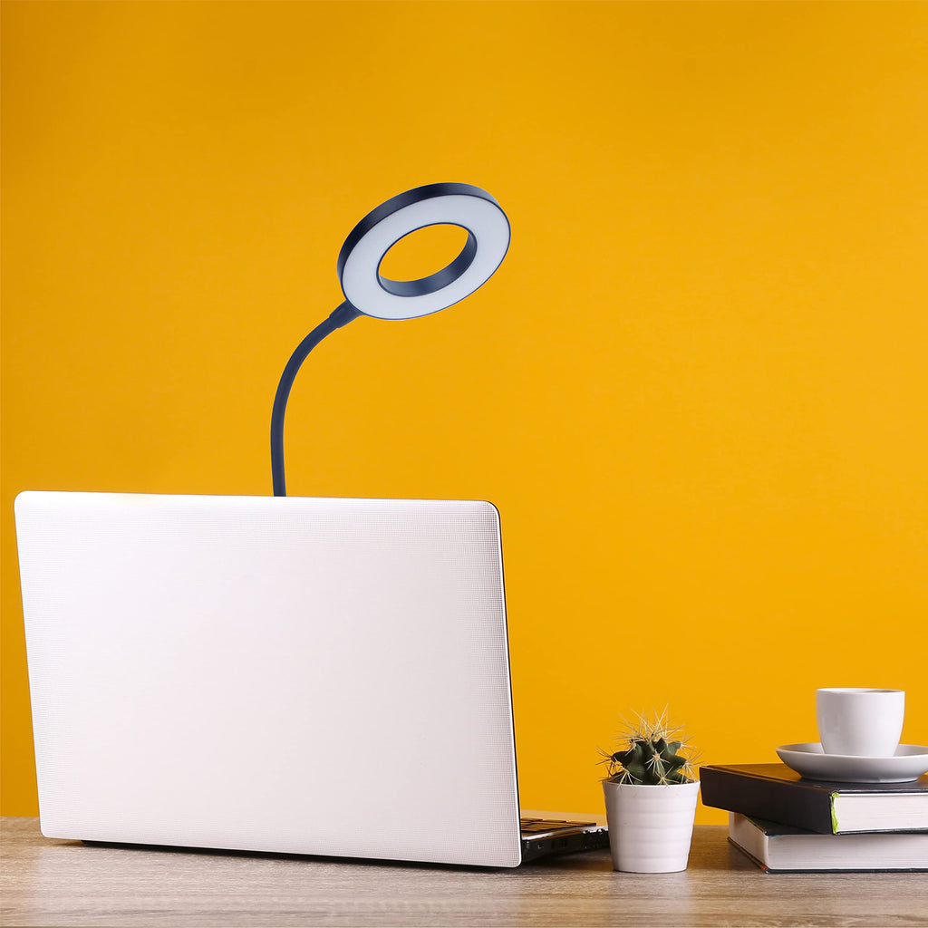 Touch Dimmable Desk Lamp, Black Plastic, 21 LEDs, USB Port, Adjustable Color Temperature