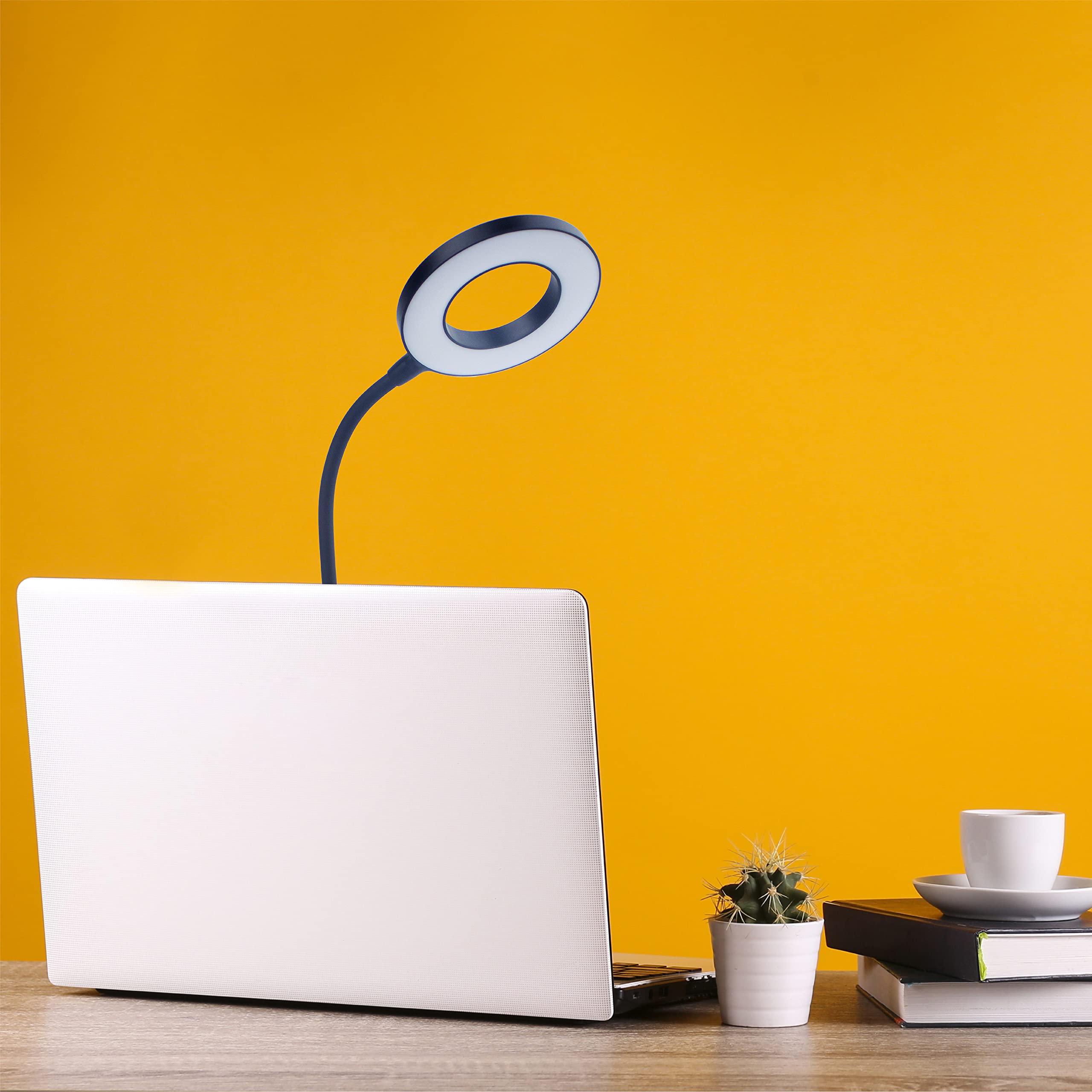 Touch Dimmable Desk Lamp, Black Plastic, 21 LEDs, USB Port, Adjustable Color Temperature