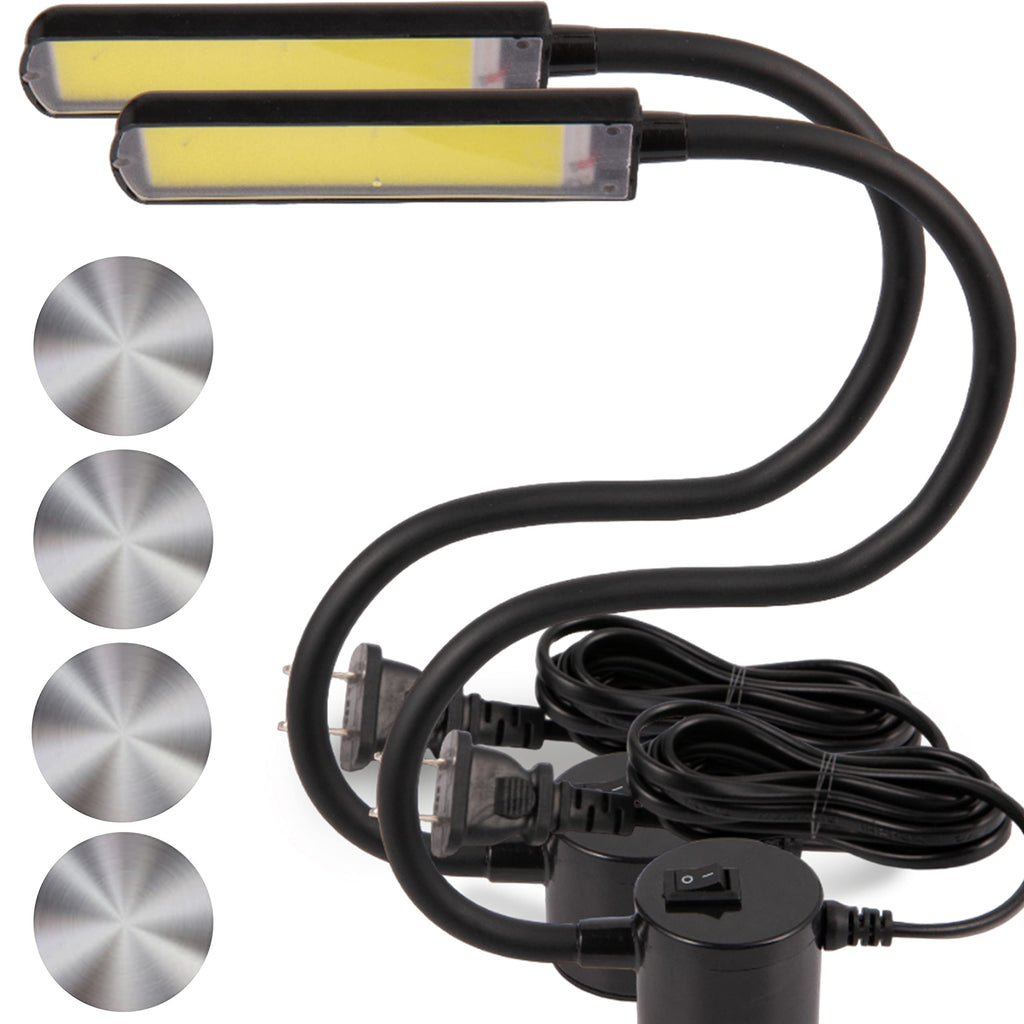 Sewing Machine Light - Magnetic 60 LED Work Lights, 2 Pack with 4 Mounting Discs, Flexible Gooseneck, Black Metal