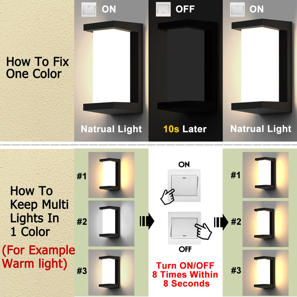 Modern Outdoor Wall Light, 24W LED, 3 Color Options, Matte Black, IP65 Waterproof, Concave Design