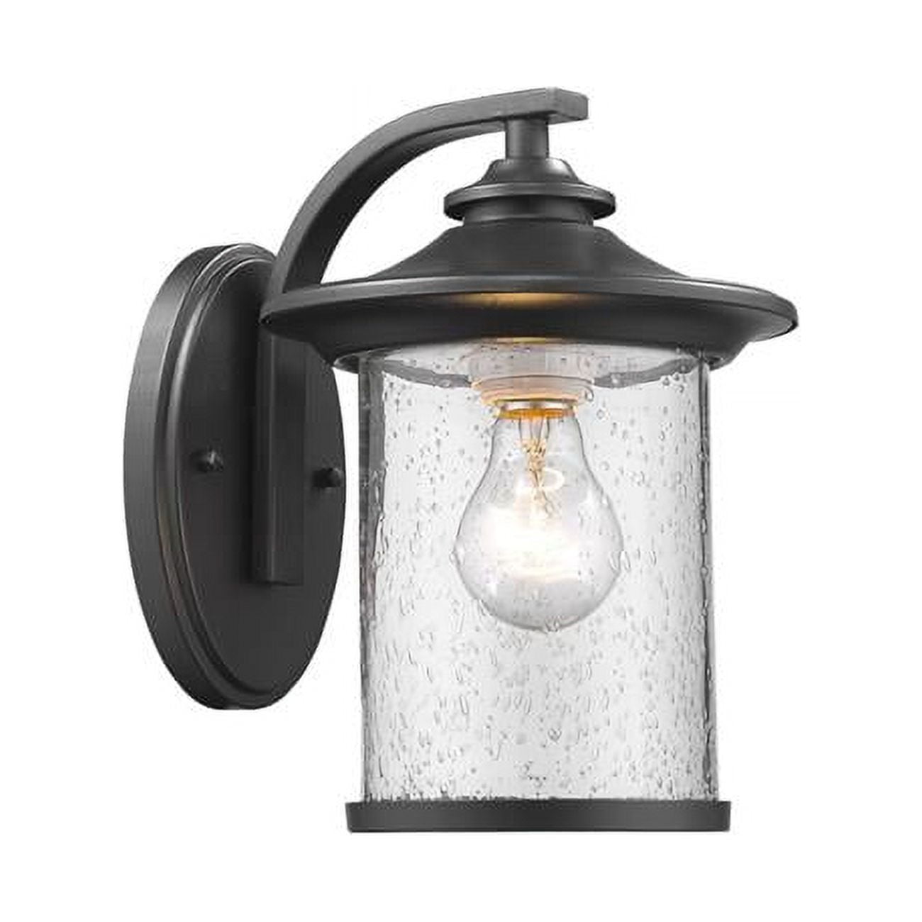 Outdoor Wall Sconce, Transitional Design, 11in Height, Black,Glass Material